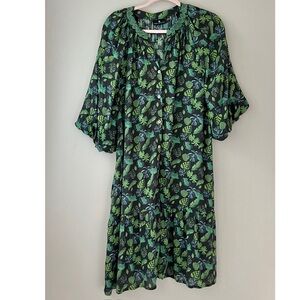 Tuckernuck | Emily Lovelock Floral Green Palm Leaf Dress